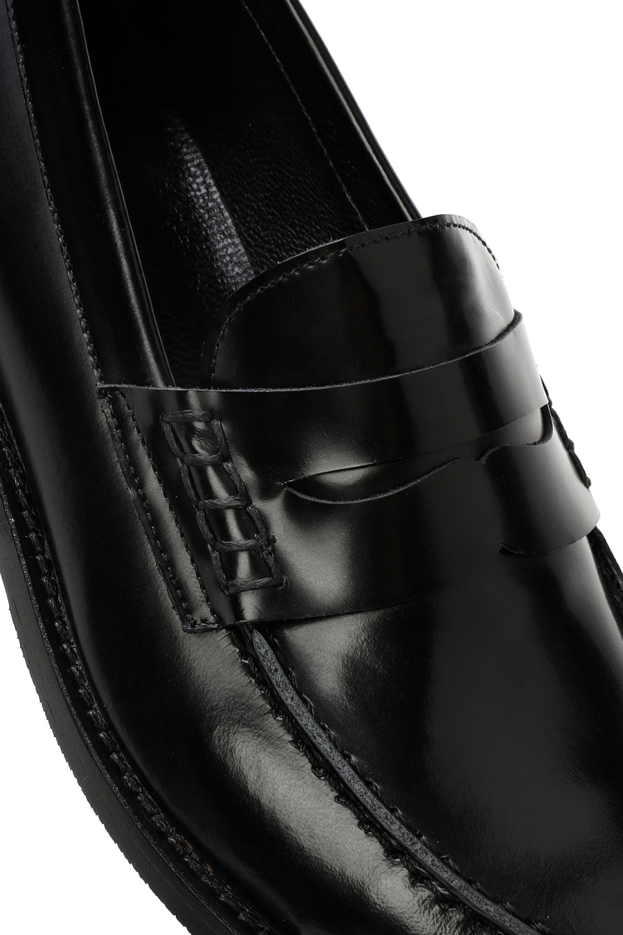 Women's Black Leather Masculine Loafer