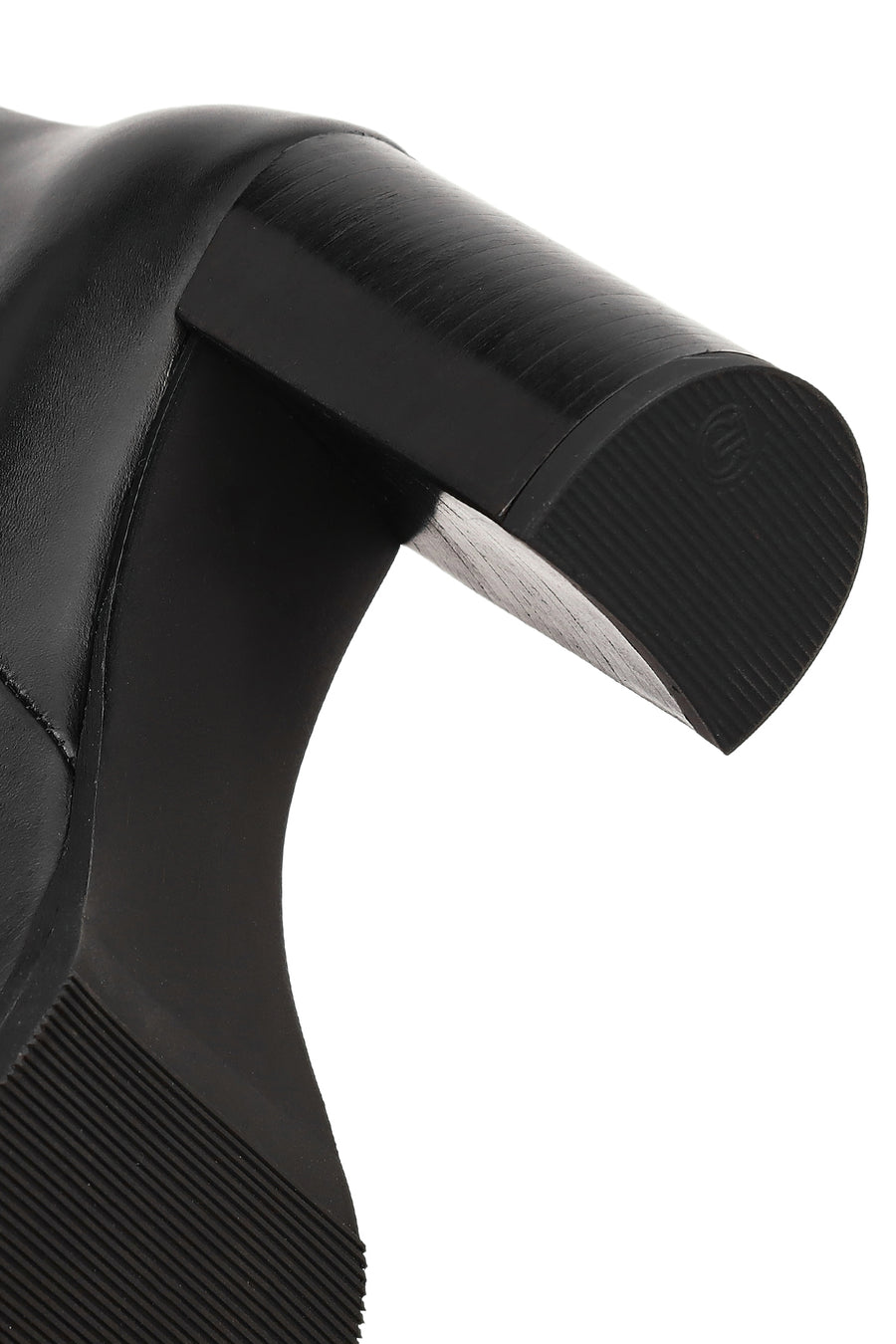 Women's Black Zippered Thick Heeled Leather Boots