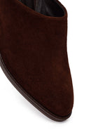 Woman Brown Mule Backless Chunky Heeled Suede Slipper | Derimod
