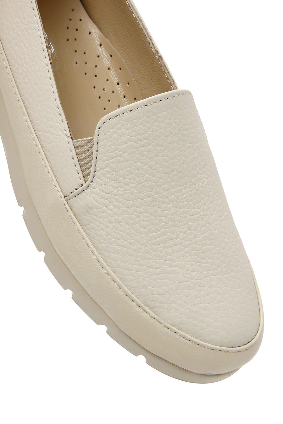 Women's Cream Leather Comfort Loafers