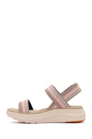 Women's Beige Strapped Thick-Soled Fabric Comfort Sandals | Derimod