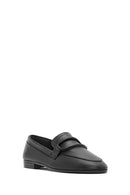 Women's Black Leather Masculine Loafer | Derimod
