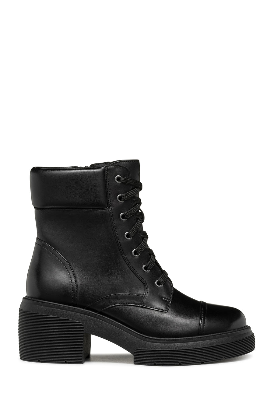 Geox Women's Black Spherica Ec15 Lace-Up Thick Heeled Leather Boots D46WWB043BCC9999 | Derimod