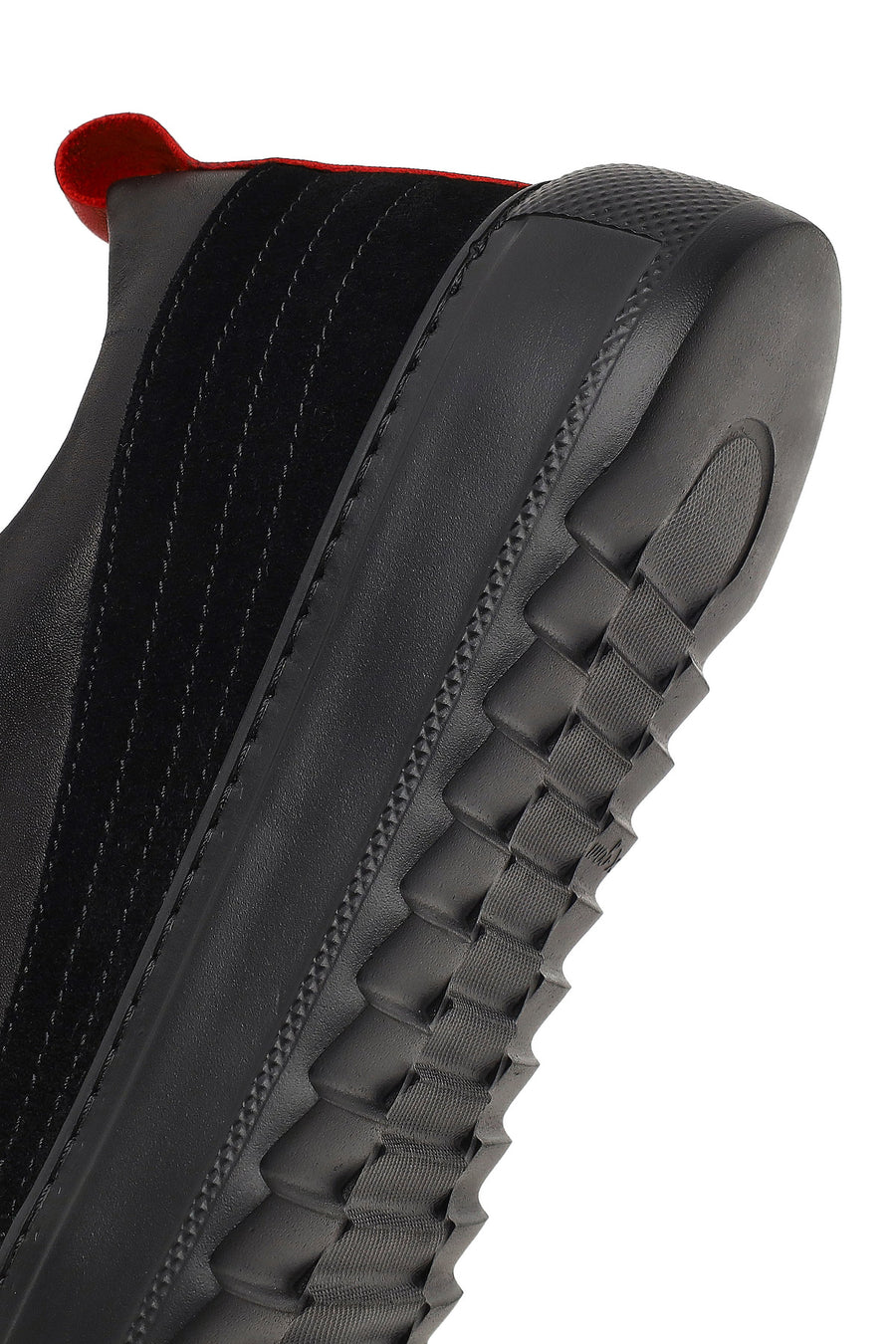 Men's Black Lace-Up Thick-Soled Leather Sneaker