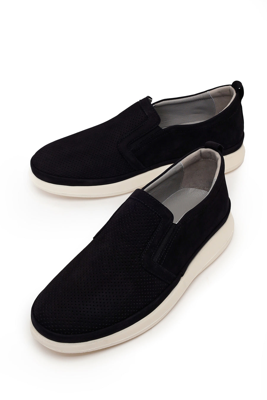 Erkek Siyah Kalın Tabanlı Nubuk Deri Konfor Loafer