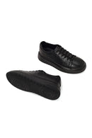 Erkek Siyah Bağcıklı Kalın Tabanlı Kroko Desenli Deri Sneaker | Derimod