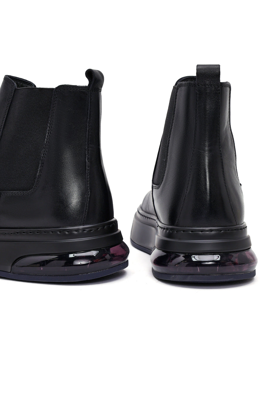 Men's Black Thick Sole Leather Chelsea Boots