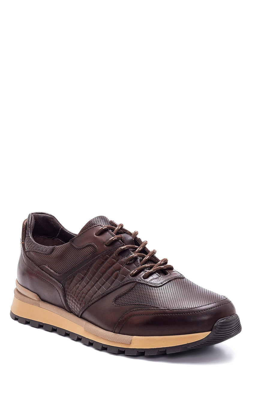 Men's Brown Leather Printed Sneaker
