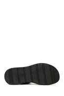 Women's Black Thick-Soled Patterned Fabric Sandals | Derimod