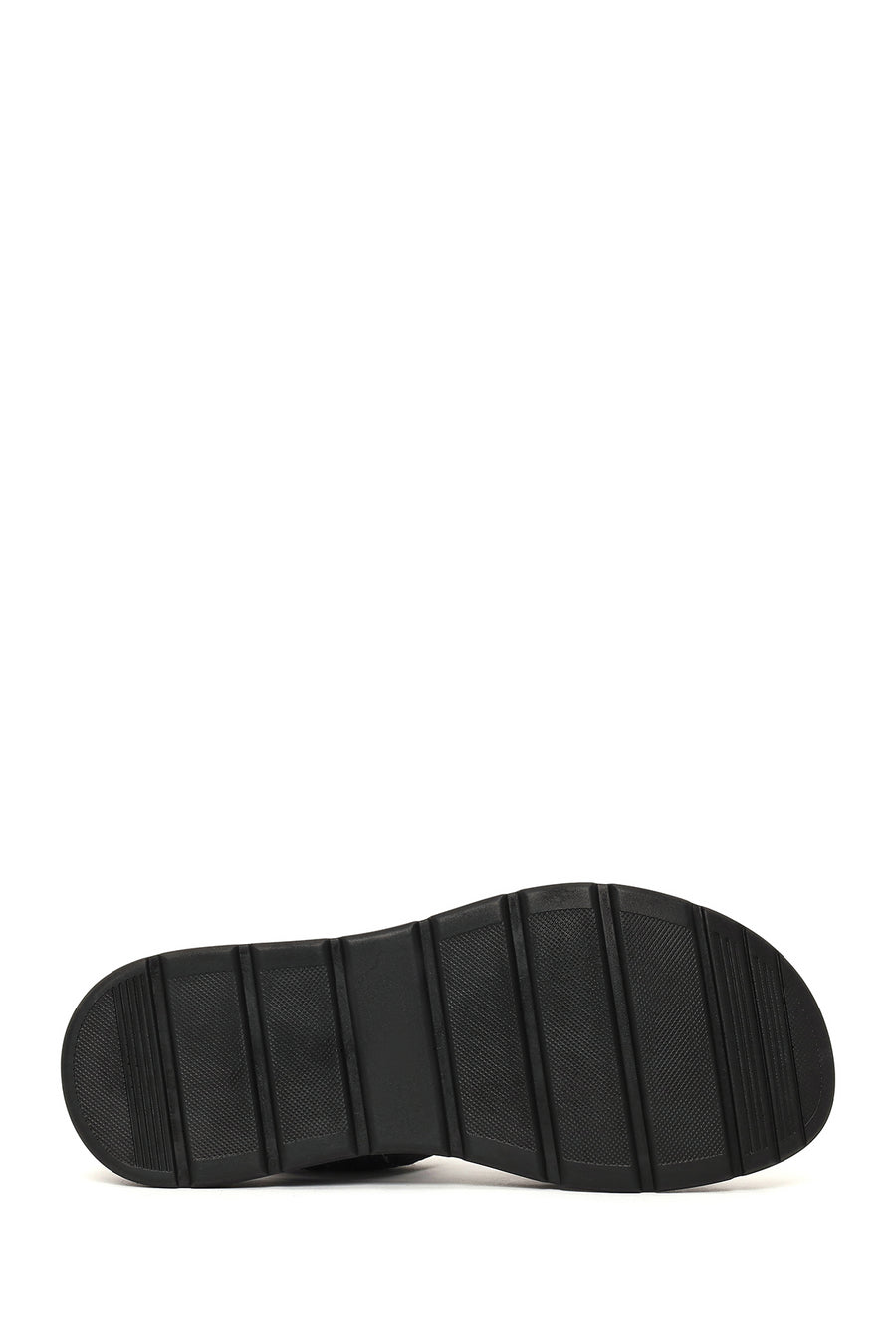 Women's Black Thick-Soled Patterned Fabric Sandals