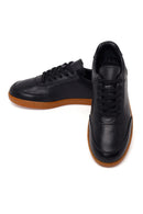 Male Black Lace-up Leather Sneaker | Derimod