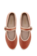 Woman Powder Buckled Fabric Mary Jane Ballerine flats | Derimod