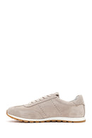 Women's Beige Lace-Up Suede Leather Sneaker | Derimod