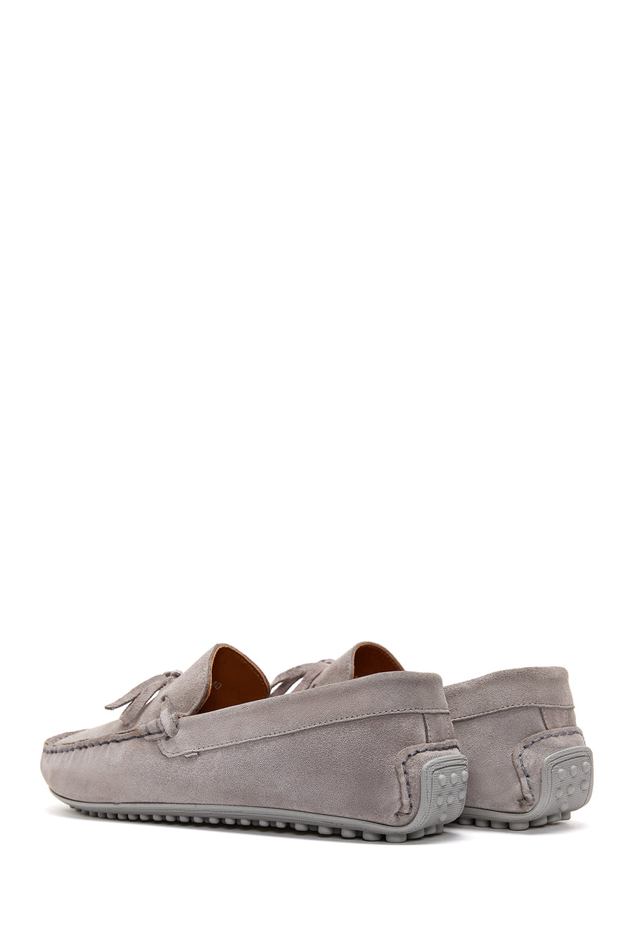 Erkek Gri Süet Deri Casual Loafer