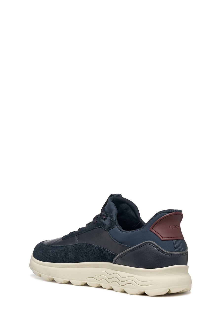 Geox Men Navy U Spherica Plus A - Nappa+Suede Lace-Up Thick-Soled Suede Sneaker