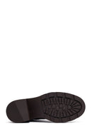 Woman Brown Zip Closure Chunky Heeled Leather Boots | Derimod