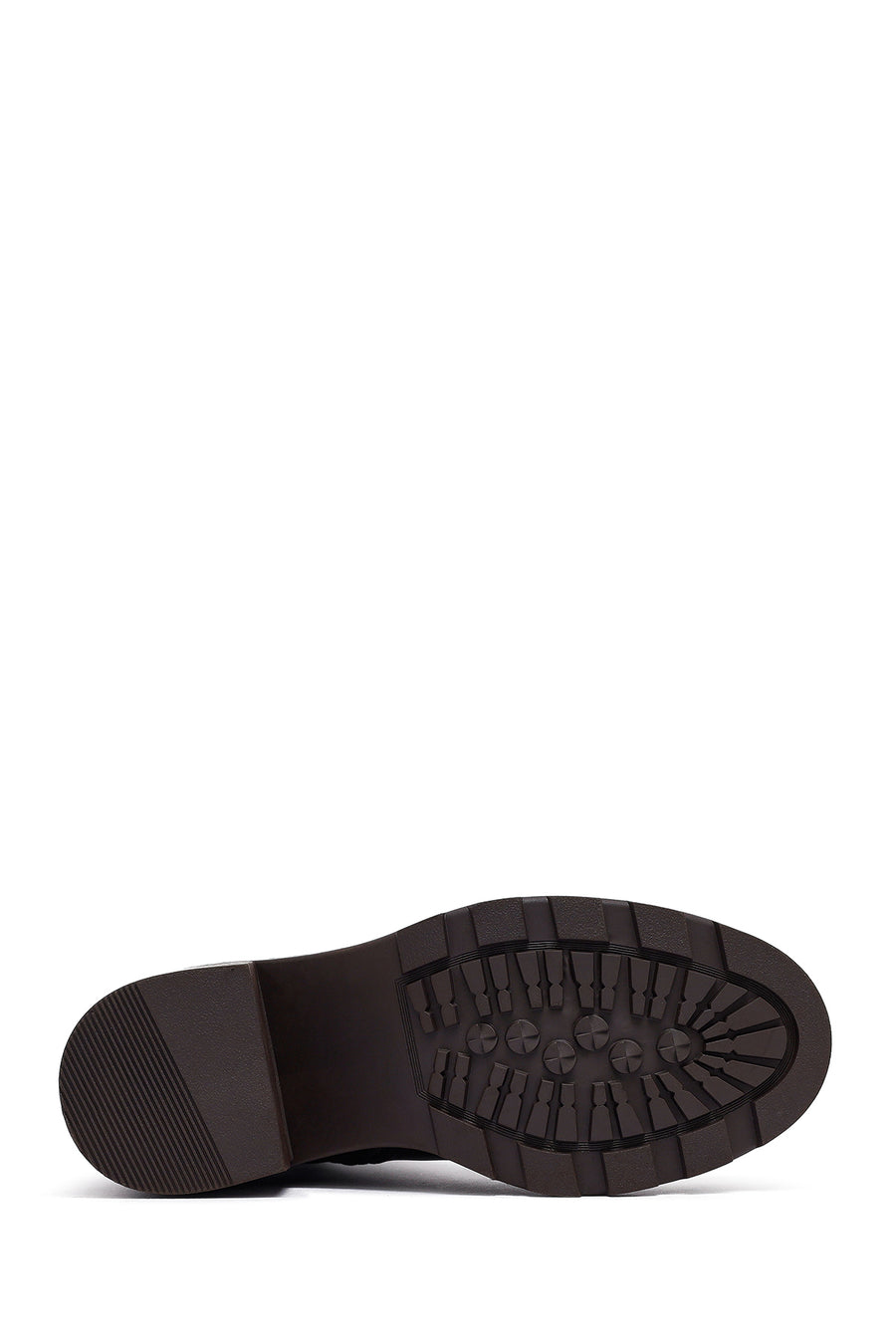 Woman Brown Zip Closure Chunky Heeled Leather Boots