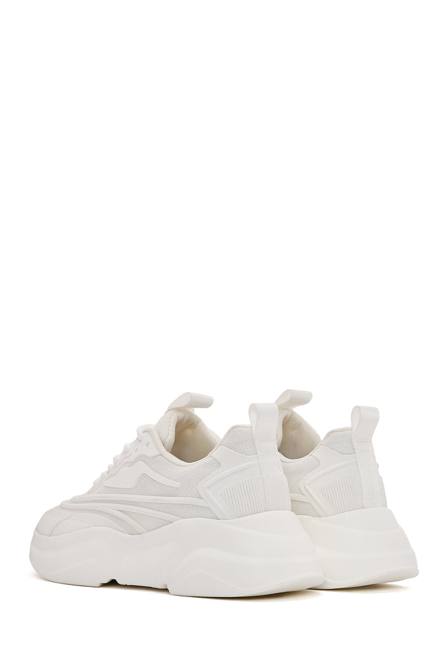 Kadın Beyaz Bağcıklı Kalın Tabanlı Sneaker