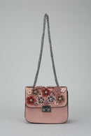 Pink Women's Crossbody Bag with Flower Detail | Derimod