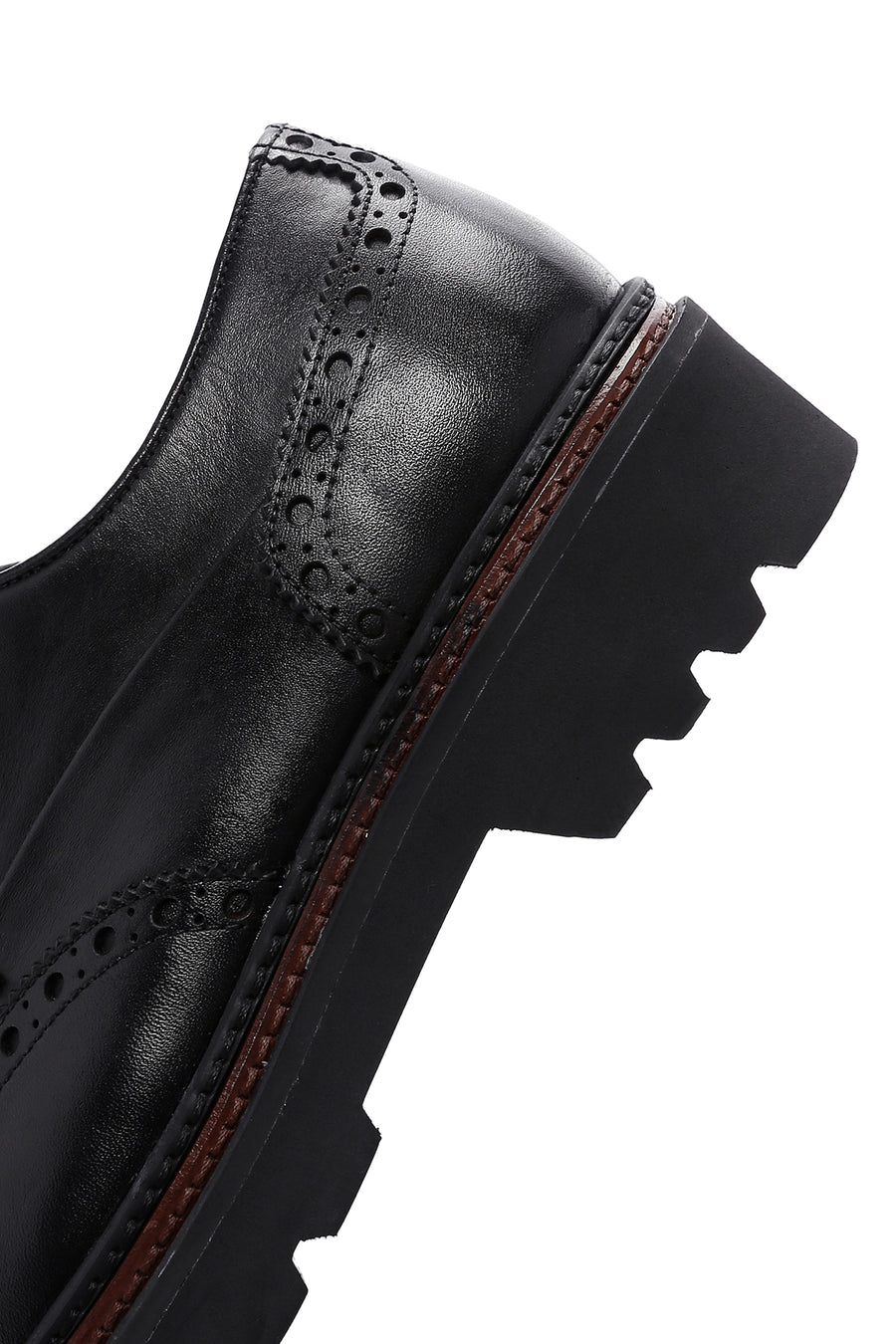 Men's Black Leather Thick Soled Casual Shoes