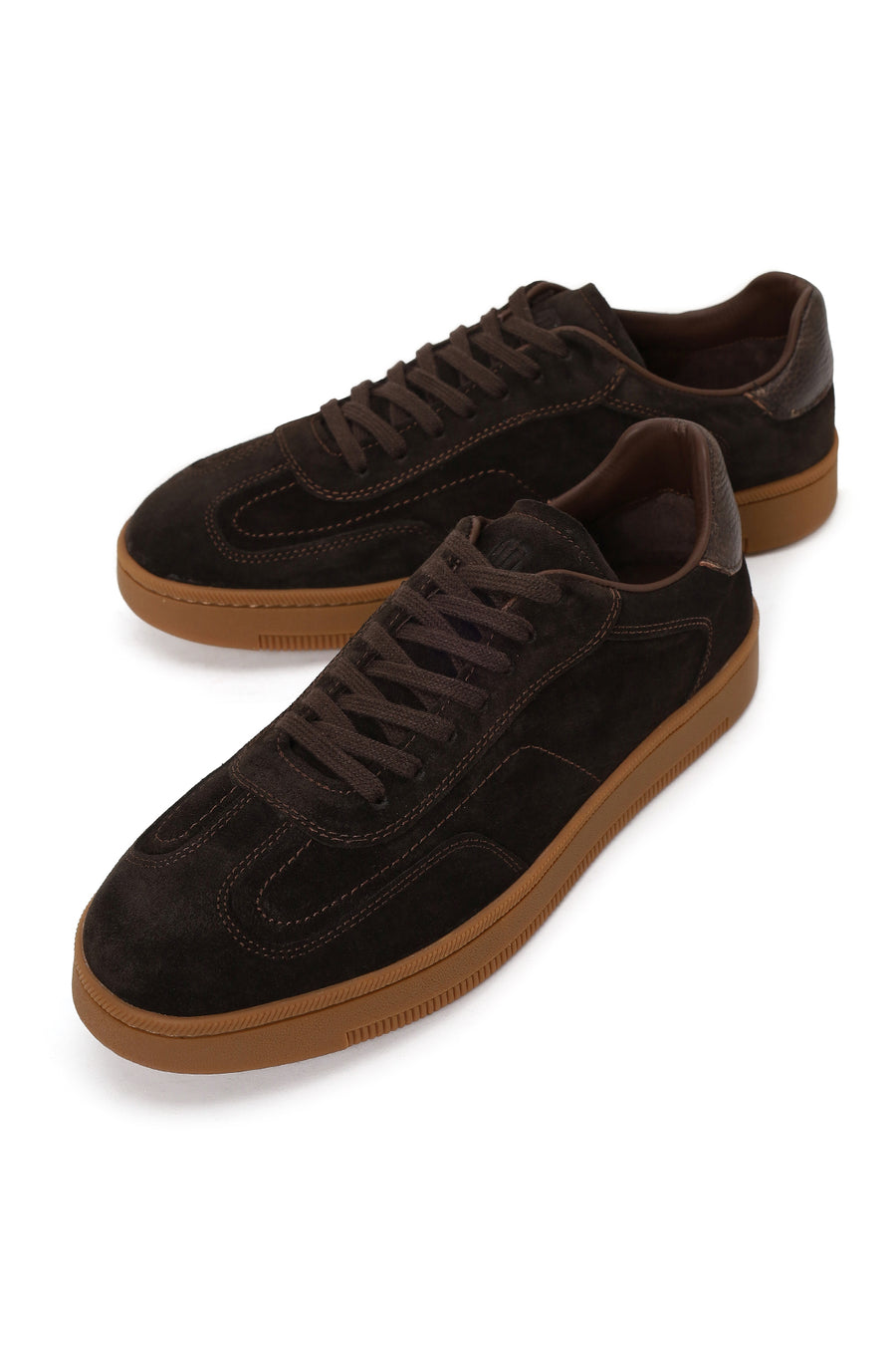 Erkek Kahverengi Bağcıklı Kalın Tabanlı Süet Deri Sneaker