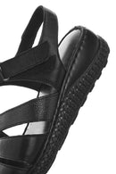 Women's Black Strappy Leather Comfort Sandals | Derimod