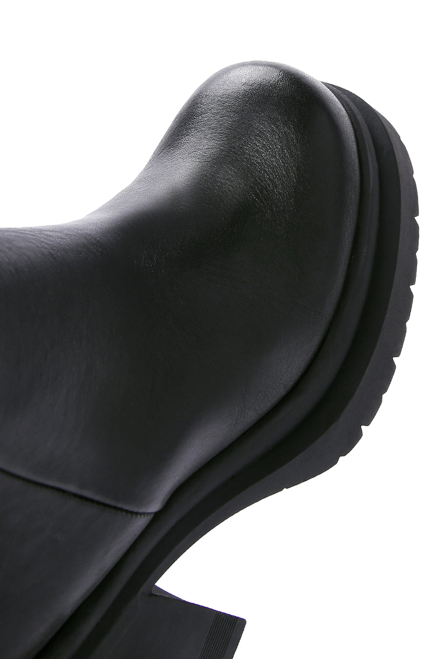 Women's Black Leather Platform Heeled Boots
