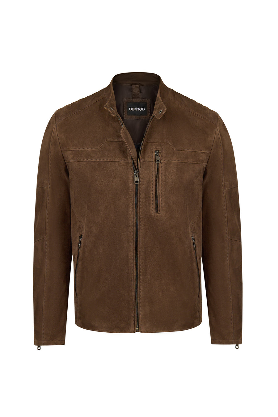Ronaldo Male Tan Zip Closure Suede Jacket