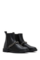 Women's Black Chain Detailed Chelsea Boots | Derimod