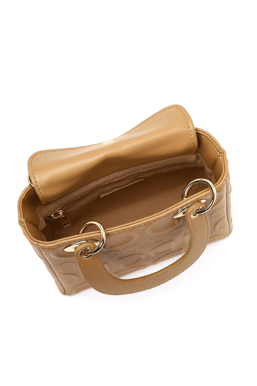 Women's Beige Long Strap Printed Mini Shoulder Bag