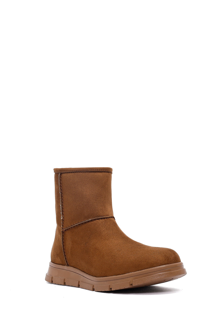 Women's Tan Zippered Suede Teddy Boot