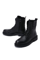 Erkek Siyah Fermuarlı Deri Postal Bot | Derimod