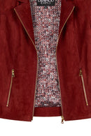 Lara Woman Burgundy Short Suede Jacket | Derimod