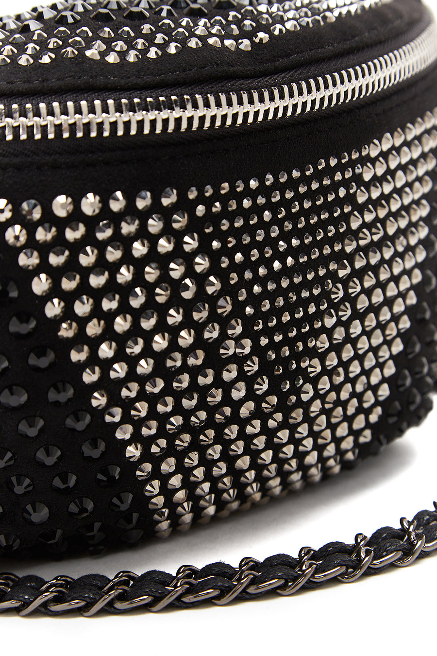 Women's Black Long Strap Stone Cross Bag