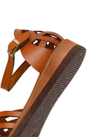 Woman Tan Ankle-Buckle Leather Bodrum Sandal | Derimod