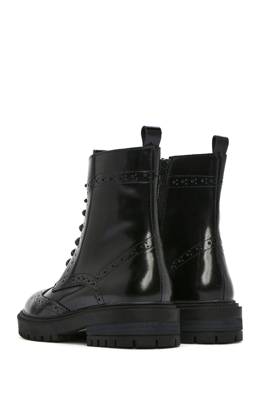 Women's Black Zippered Leather Boots