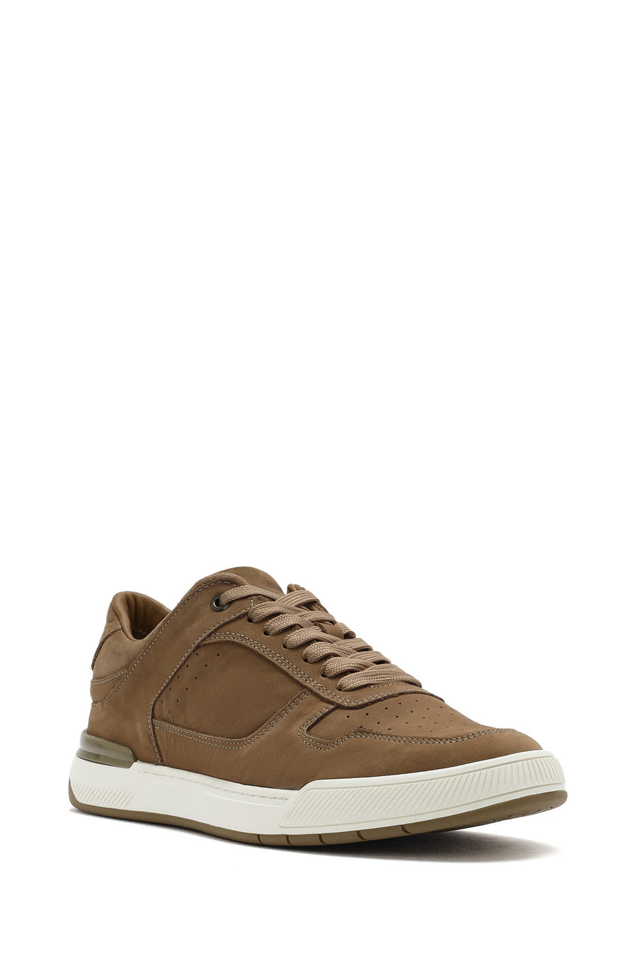 Erkek Bej Bağcıklı Nubuk Deri Sneaker