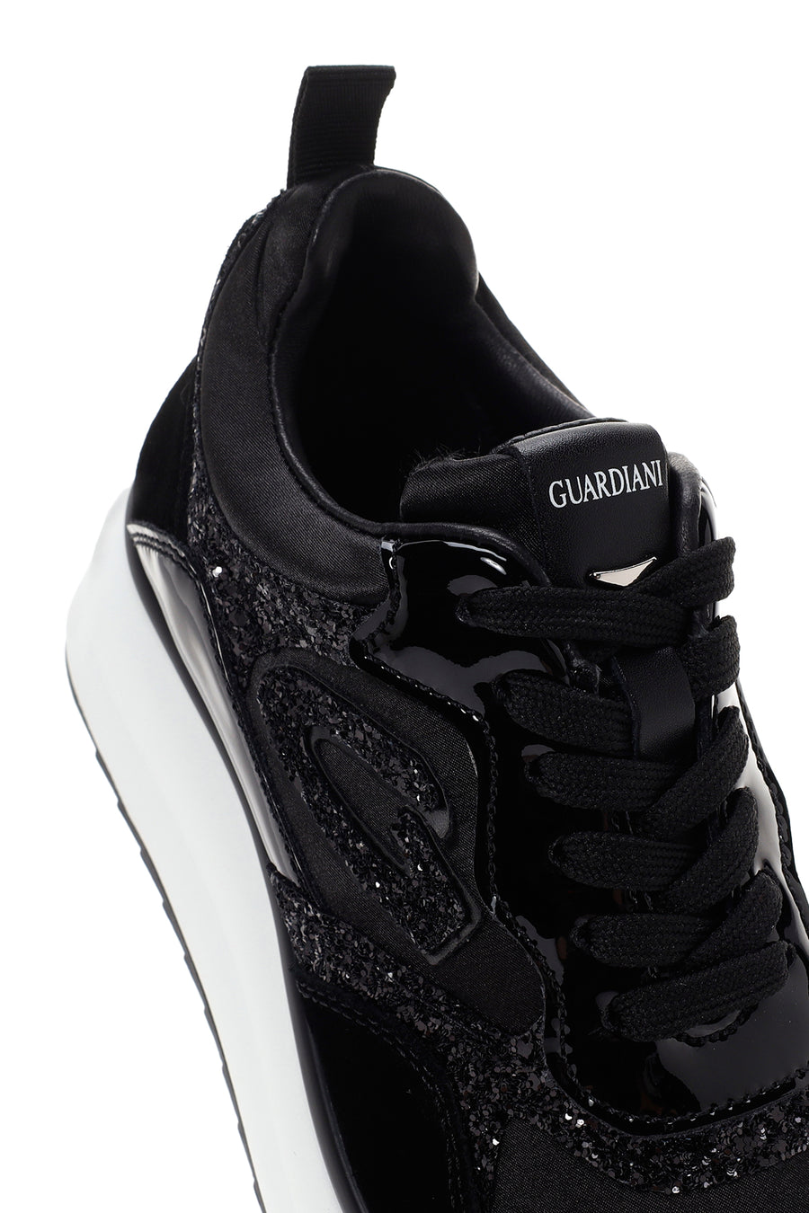 Alberto Guardiani Women's Black Louise Thick Soled Leather Sneaker
