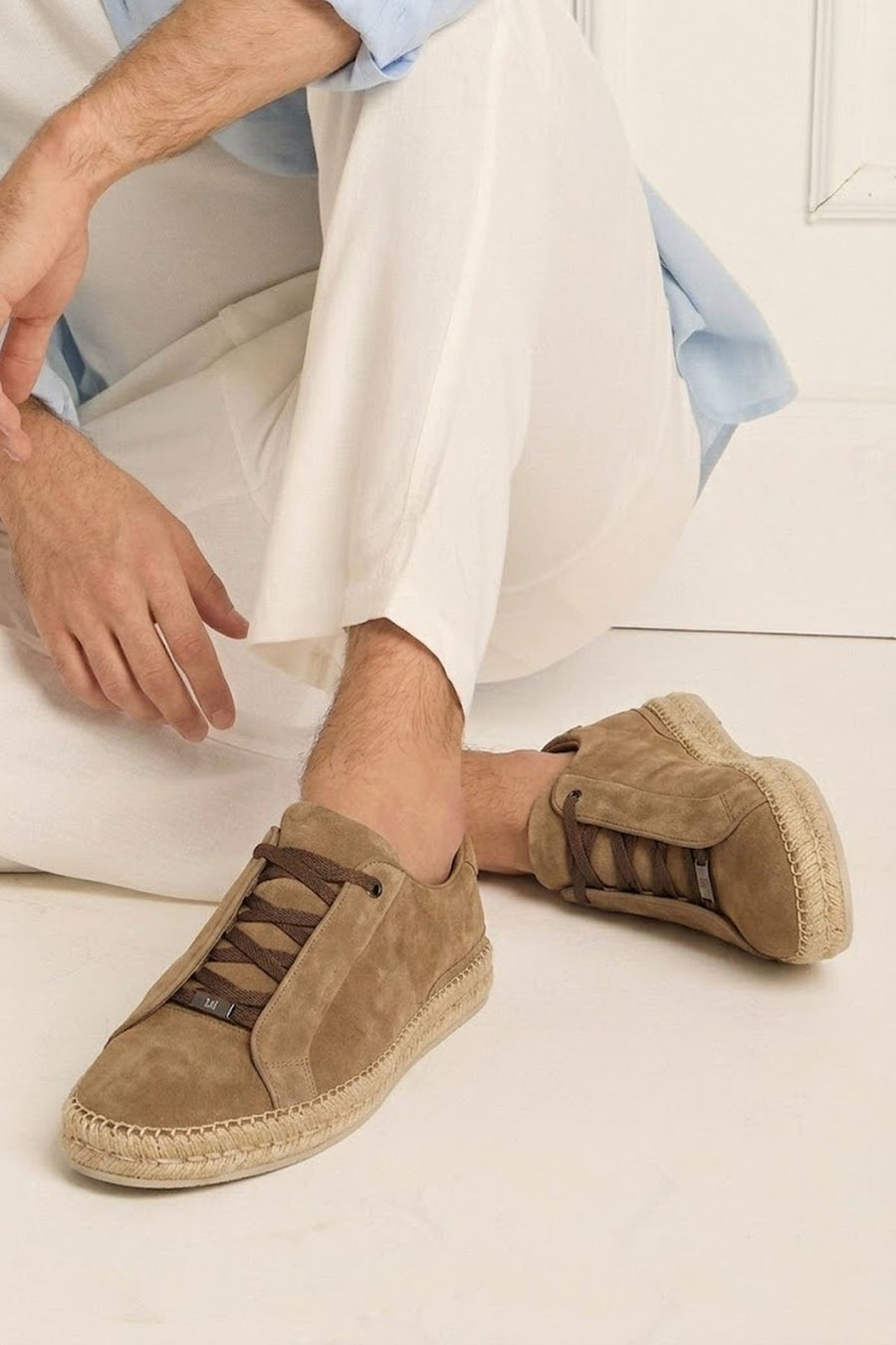 Erkek Bej Kalın Tabanlı Süet Deri Sneaker
