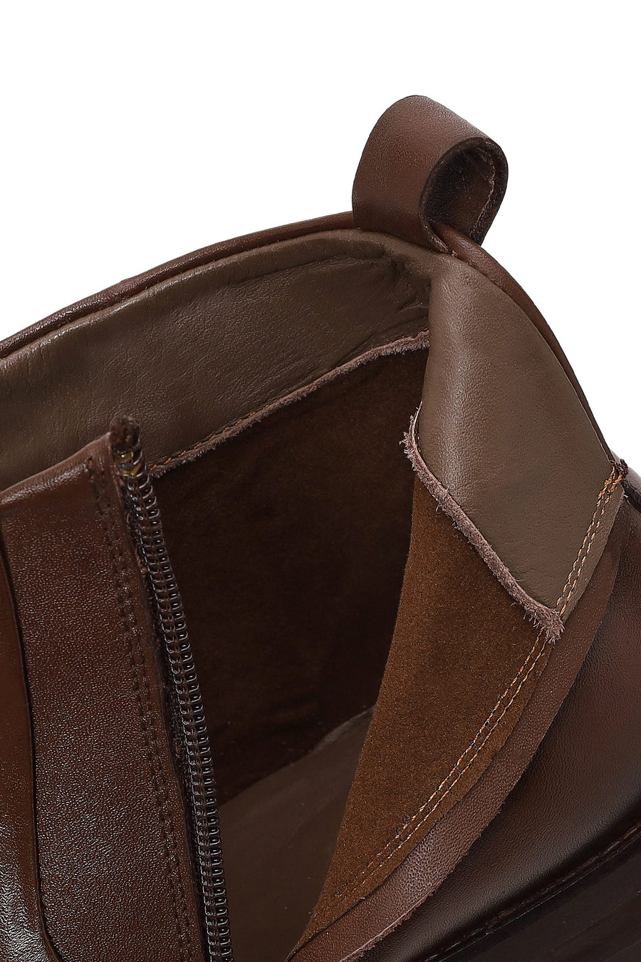 Derimod Black Male Brown Zip Closure Leather Boots