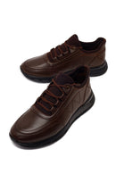 Erkek Kahverengi Bağcıklı Deri Casual Sneaker | Derimod