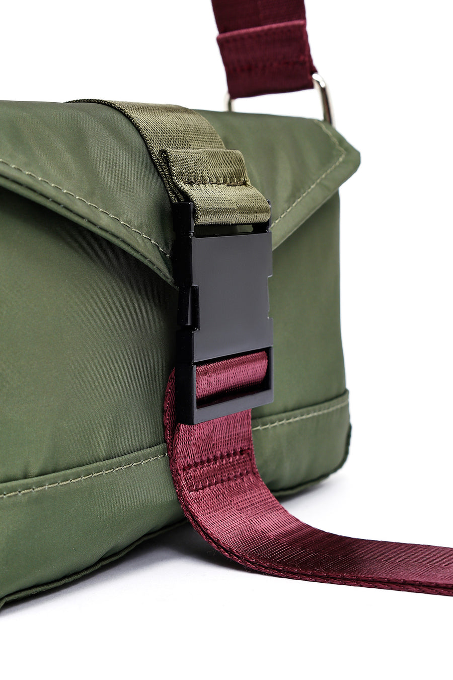 Women's Green Long Strap Mini Fabric Crossbody Bag
