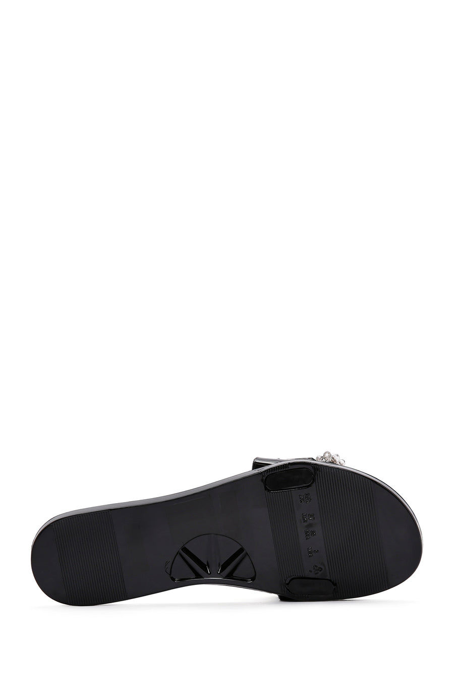 Women's Black Jelly Stone-Embellished Slippers