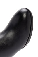 Woman Black Zippered Chunky Heels Leather Boat | Derimod