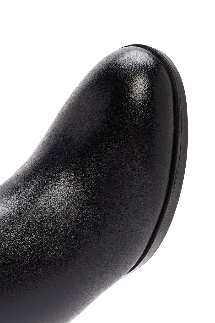 Woman Black Zippered Chunky Heels Leather Boat
