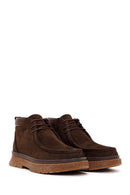 Male Brown Lace-Up Thick-Soled Nubuck Leather Boots | Derimod