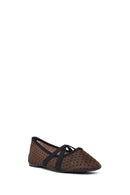 Woman Brown Patterned Fabric Ballet Flats | Derimod