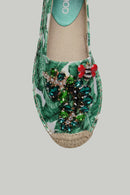 Embroidered Green Women's Espadrilles | Derimod