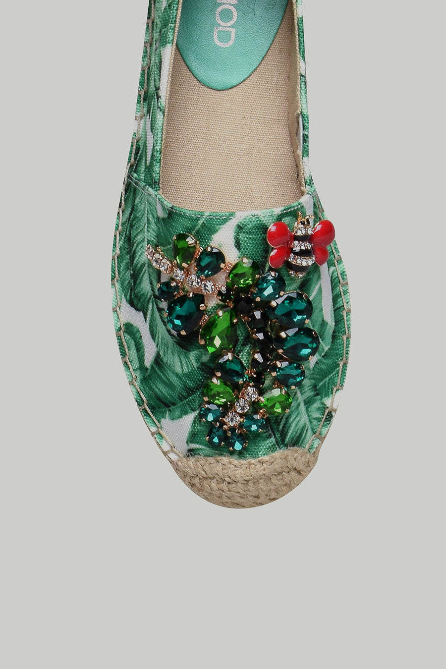 Embroidered Green Women's Espadrilles
