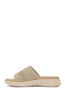 Woman Beige Thick-Soled Patterned Comfort Slippers | Derimod